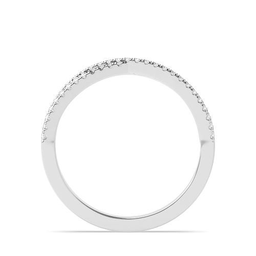 4 Prong Round Platinum 2 row crossover Diamond Rings