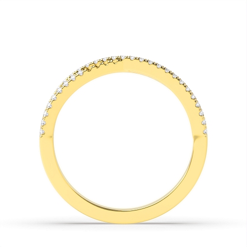 4 Prong Round Yellow Gold 2 row crossover Diamond Rings