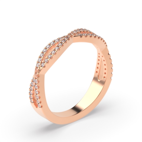 4 Prong Round Rose Gold Glisten Diamond Band Engagement Rings