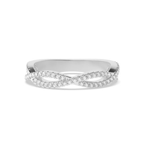 4 Prong Round White Gold Glisten Diamond Band Engagement Rings
