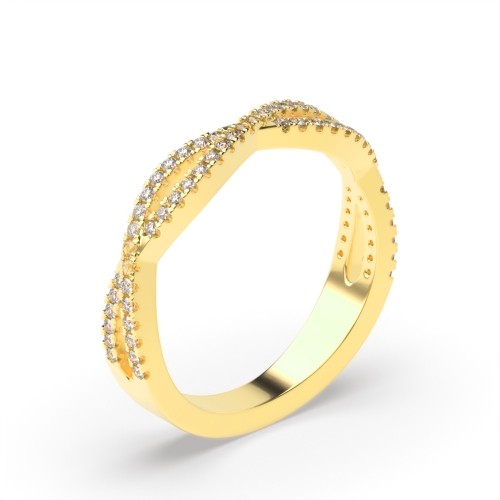 4 Prong Round Yellow Gold Glisten Diamond Band Engagement Rings