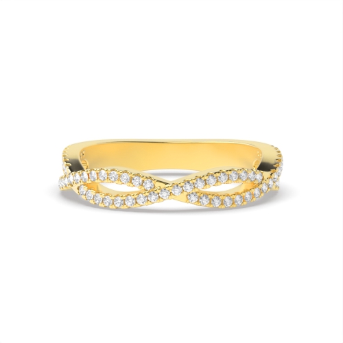 4 Prong Round Yellow Gold Glisten Diamond Band Engagement Rings