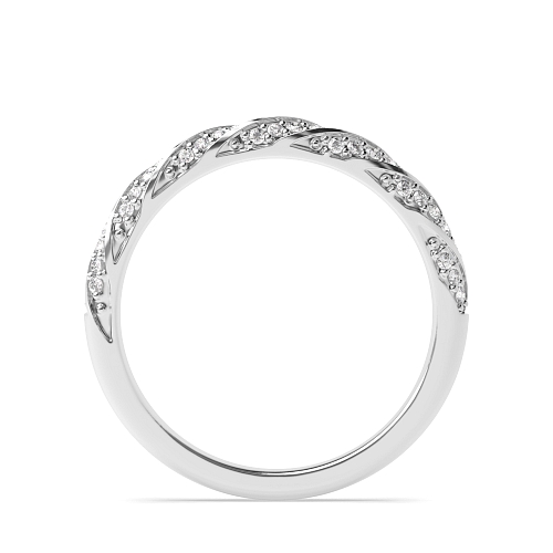 Pave Setting Round Wave Half Eternity Diamond Ring