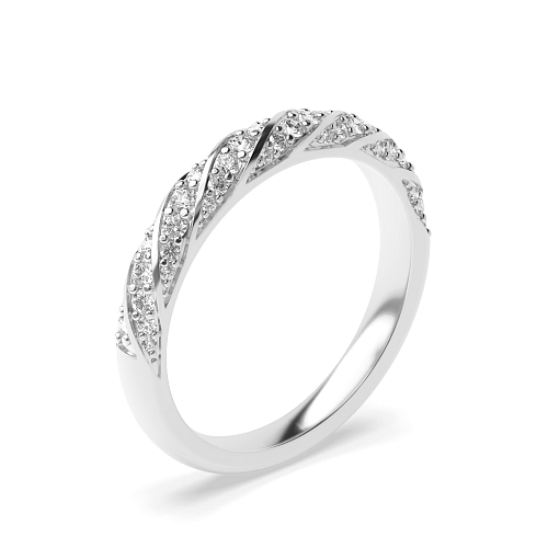 Pave Setting Round wave style Half Eternity Wedding Band