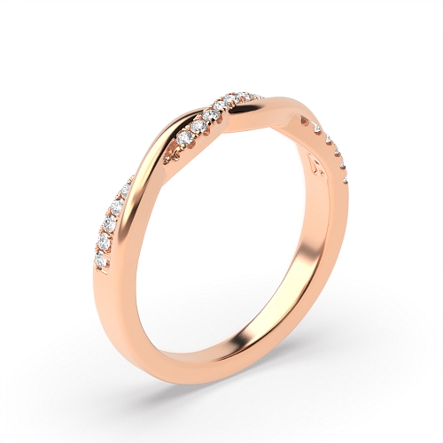 4 Prong Round Rose Gold Twisted crossover Eternity Diamond Rings