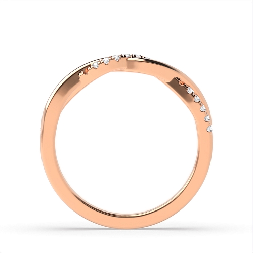 4 Prong Round Rose Gold Twisted crossover Eternity Diamond Rings