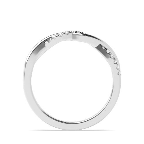 4 Prong Round White Gold twisted crossover Half Eternity Diamond Ring