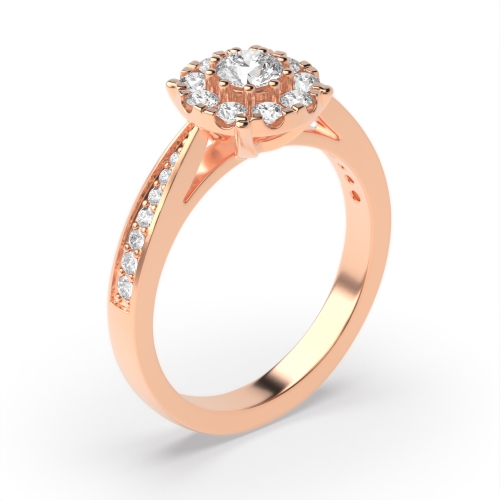 4 Prong Rose Gold Round hao Engagement Rings