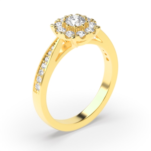 4 Prong Yellow Gold Round hao Engagement Rings