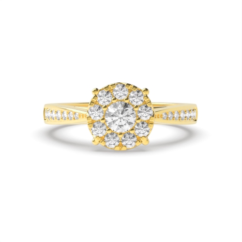 4 Prong Yellow Gold Round hao Engagement Rings