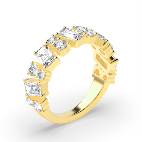 4 Prong Yellow Gold Half Eternity Diamond Rings