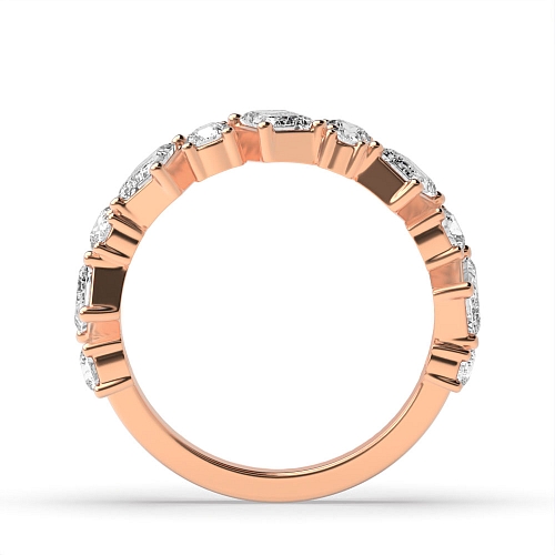 4 Prong Emerald/Round Rose Gold Unusual Wedding Diamond Rings