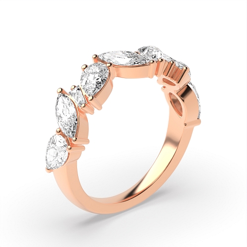 3 Prong Marquise/Baguette Rose Gold teardrop Eternity Engagement Rings