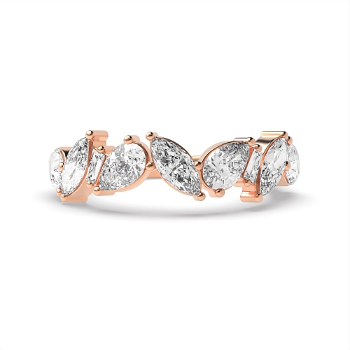 3 Prong Marquise/Baguette Rose Gold teardrop Eternity Engagement Rings