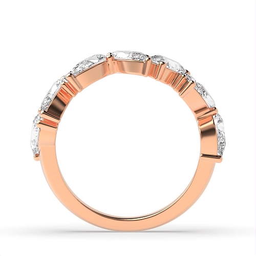 3 Prong Marquise/Baguette Rose Gold teardrop Eternity Engagement Rings