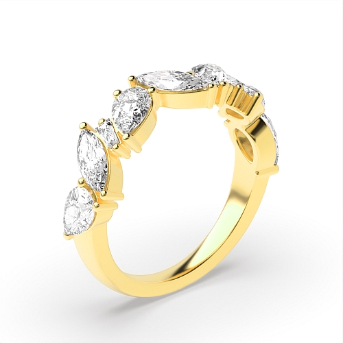 3 Prong Marquise/Baguette Yellow Gold teardrop Eternity Engagement Rings