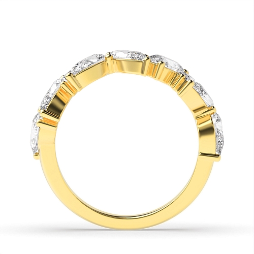 3 Prong Marquise/Baguette Yellow Gold teardrop Eternity Engagement Rings