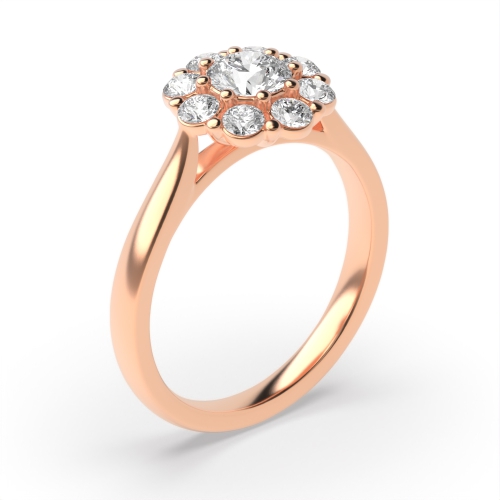 Round Rose Gold Mid set flower Engagement Rings