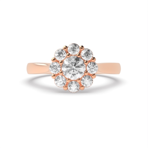 Round Rose Gold Mid set flower Engagement Rings