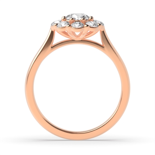 Round Rose Gold Mid set flower Engagement Rings