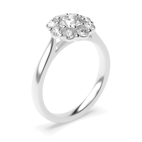 4 Prong Round Mid set flower Engagement Rings
