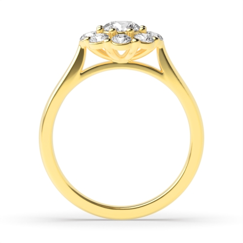 4 Prong Round Yellow Gold Mid set flower Cluster Engagement Rings