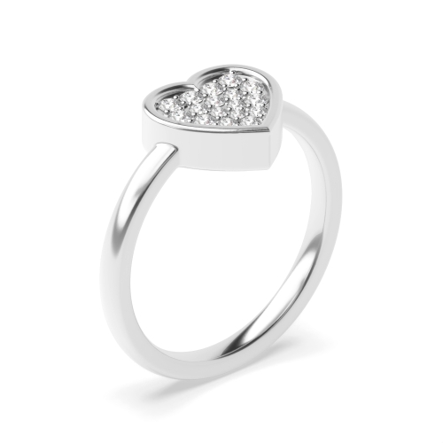 pave setting heart shape diamond cluster ring