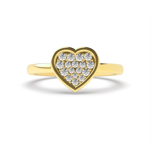 Pave Setting Round Yellow Gold Cluster Diamond Ring