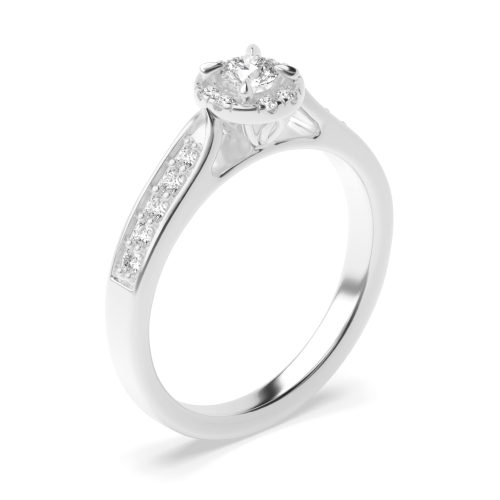 Buy 4 Prong Setting Round Shape Diamond Halo Ring - Abelini