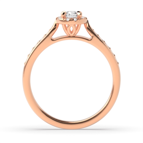 4 Prong Round Rose Gold Orbit Halo Engagement Rings