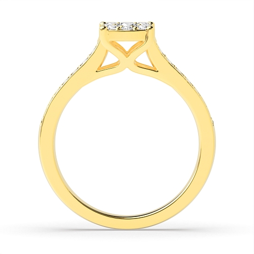 Round Yellow Gold Glimmer Black Cluster Engagement Rings