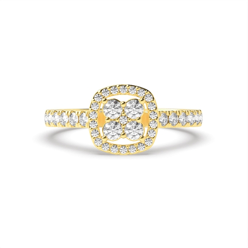 Round Yellow Gold Heirloom Black Cluster Engagement Rings