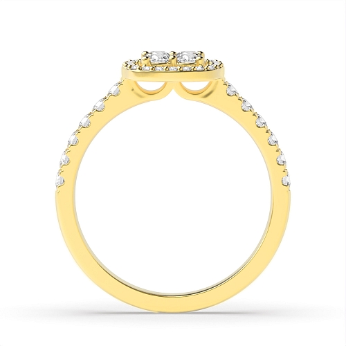 Round Yellow Gold Heirloom Black Cluster Engagement Rings