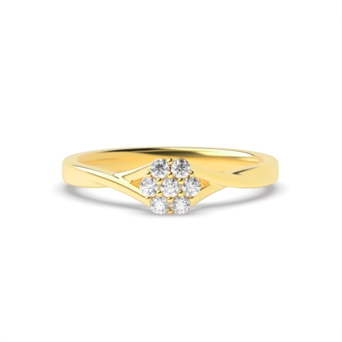 6 Prong Round Yellow Gold Cluster Diamond Ring