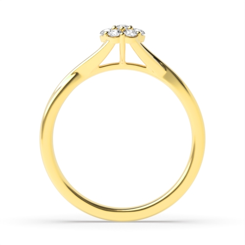 6 Prong Round Yellow Gold Cluster Diamond Ring