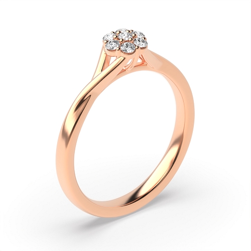 6 Prong Round Rose Gold Twisted shoulder Engagement Rings
