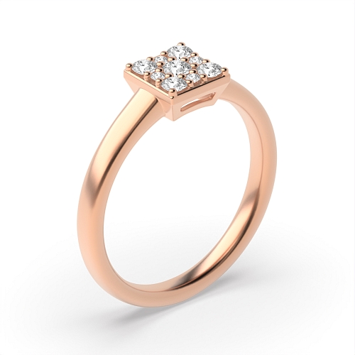 4 Prong Round Rose Gold Square shaped Engagement Rings