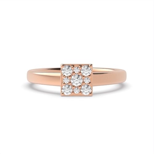 4 Prong Round Rose Gold Square shaped Engagement Rings