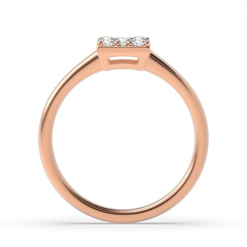 4 Prong Round Rose Gold Square shaped Engagement Rings