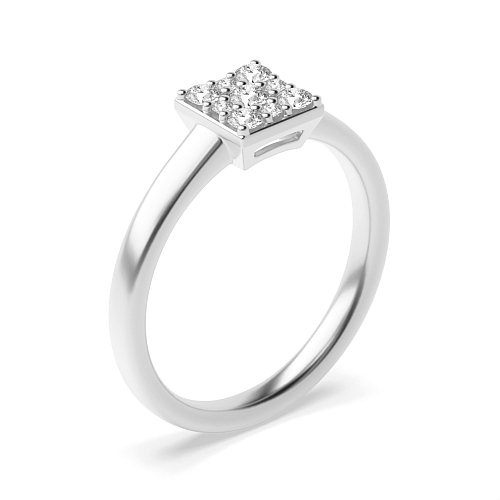 4 Prong Round Square shaped Moissanite Engagement Rings