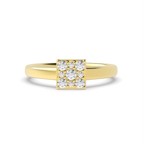 4 Prong Round Yellow Gold Square shaped Engagement Rings