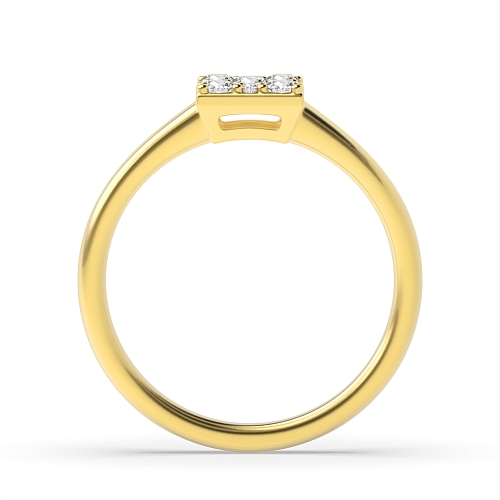 4 Prong Round Yellow Gold Square shaped Engagement Rings