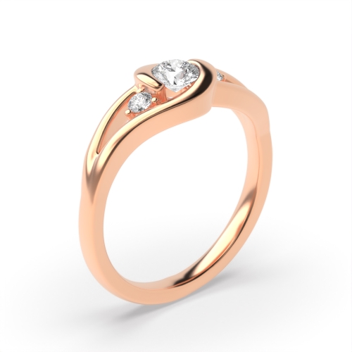 Buy Prong Setting Round Shape Diamond Three Stone Ring - Abelini