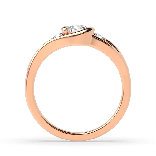 3 Prong Round Rose Gold Twisted Trilogy Engagement Rings