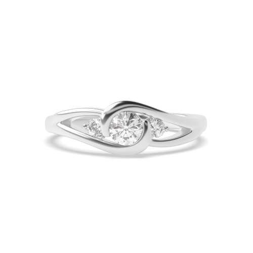 3 Prong Round Twisted Trilogy Engagement Rings