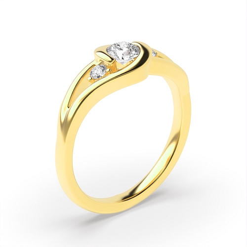 3 Prong Round Yellow Gold Twisted Engagement Rings