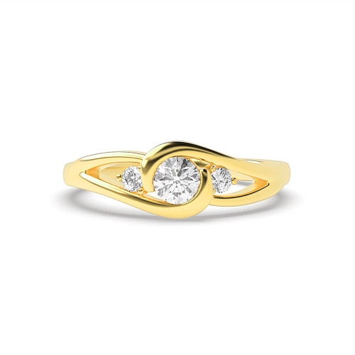 3 Prong Round Yellow Gold Twisted Engagement Rings