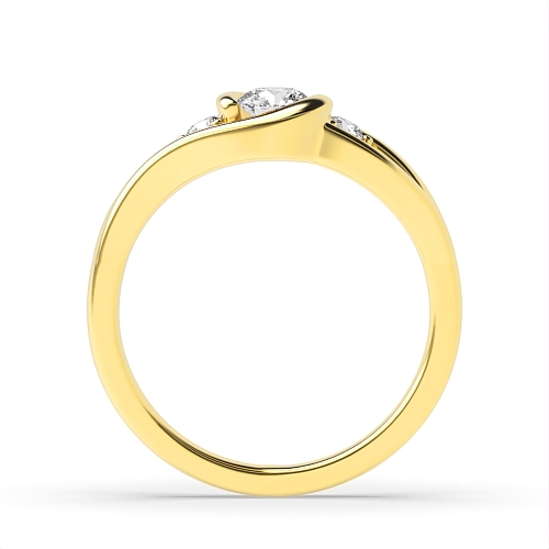 3 Prong Round Yellow Gold Twisted Engagement Rings