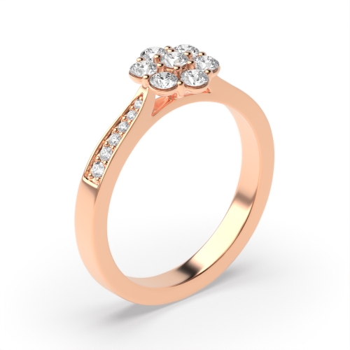6 Prong Round Rose Gold Orbit Engagement Rings