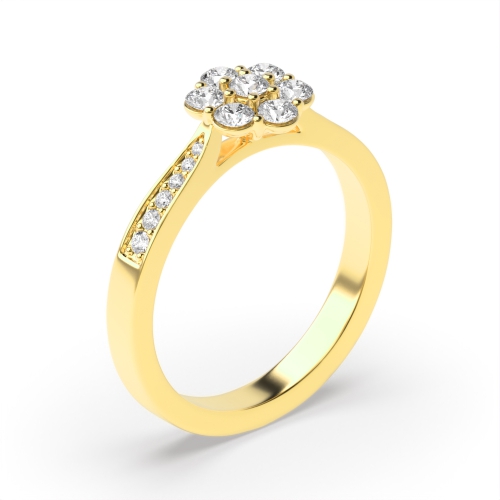 6 Prong Round Yellow Gold Orbit Engagement Rings